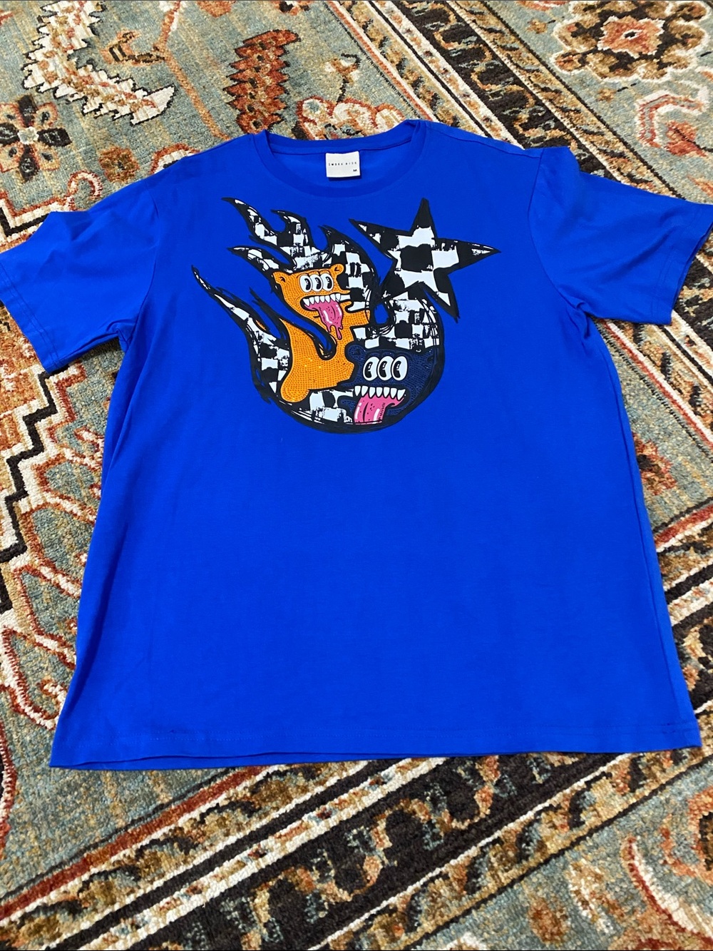Smoke Rise Men's Royal Blue Graphic Short Sleeve Tee with Star Motif